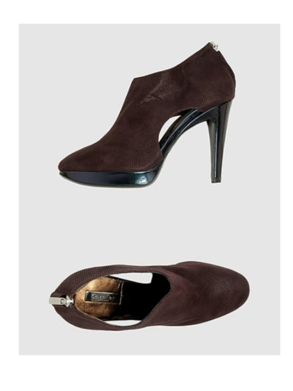 Calvin Klein collection Suede Cutout High Heel Booties - Bordeaux Size 38.5